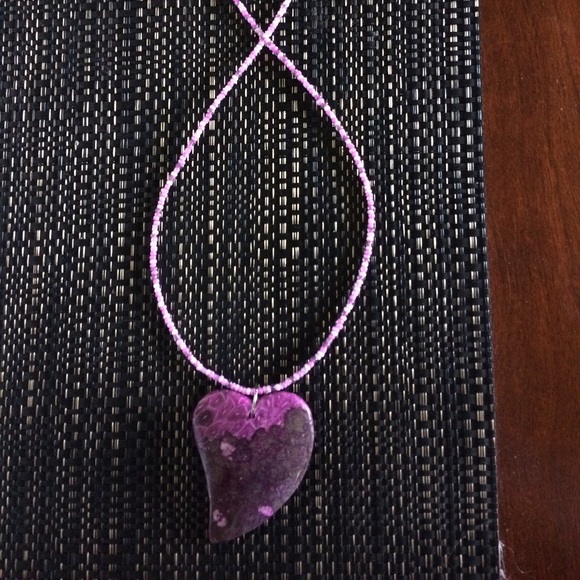 Pink Heart Agate Necklace - Picture 2 of 3